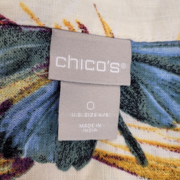 CHICOS Longline Tunic Length Floral Lightweight Linen Jacket Size Small / XS - Picture 2 of 7
